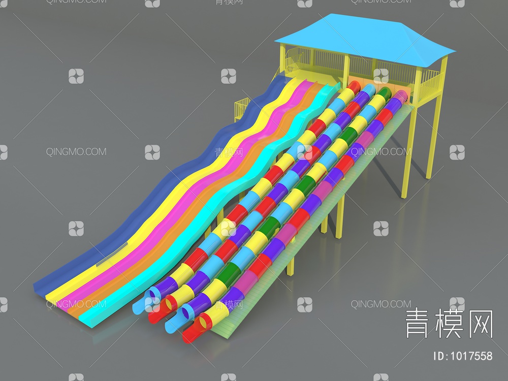 无动力儿童玩具 游乐设备 超级滑梯、滑梯组合3D模型下载【ID:1017558】
