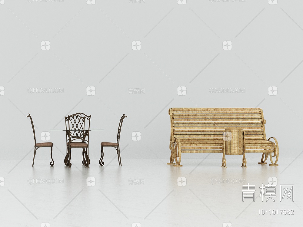 室外休闲长椅3D模型下载【ID:1017582】