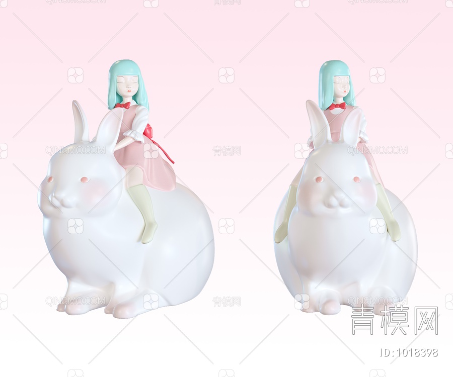 白夜童话月光兔 卡通手办 雕塑 兔子3D模型下载【ID:1018398】