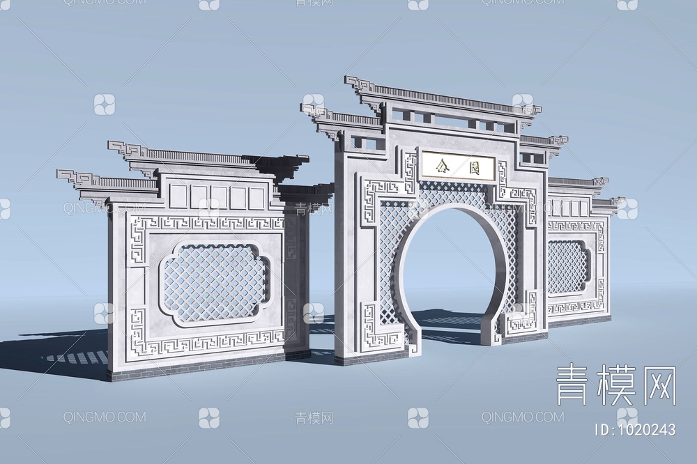 公园景区入口大门3D模型下载【ID:1020243】