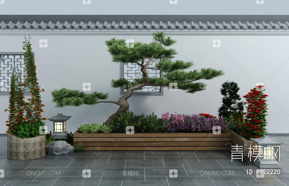 园艺小品松树景观3D模型下载【ID:1022220】