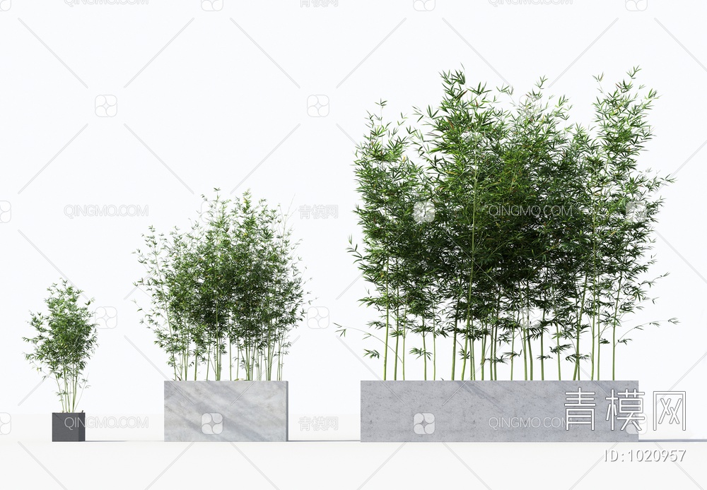 竹子绿植盆栽组合3D模型下载【ID:1020957】