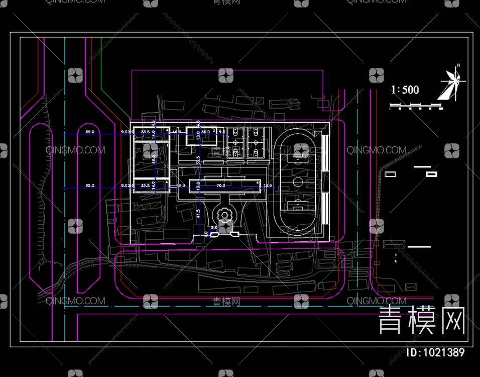 某校园规划施工图【ID:1021389】