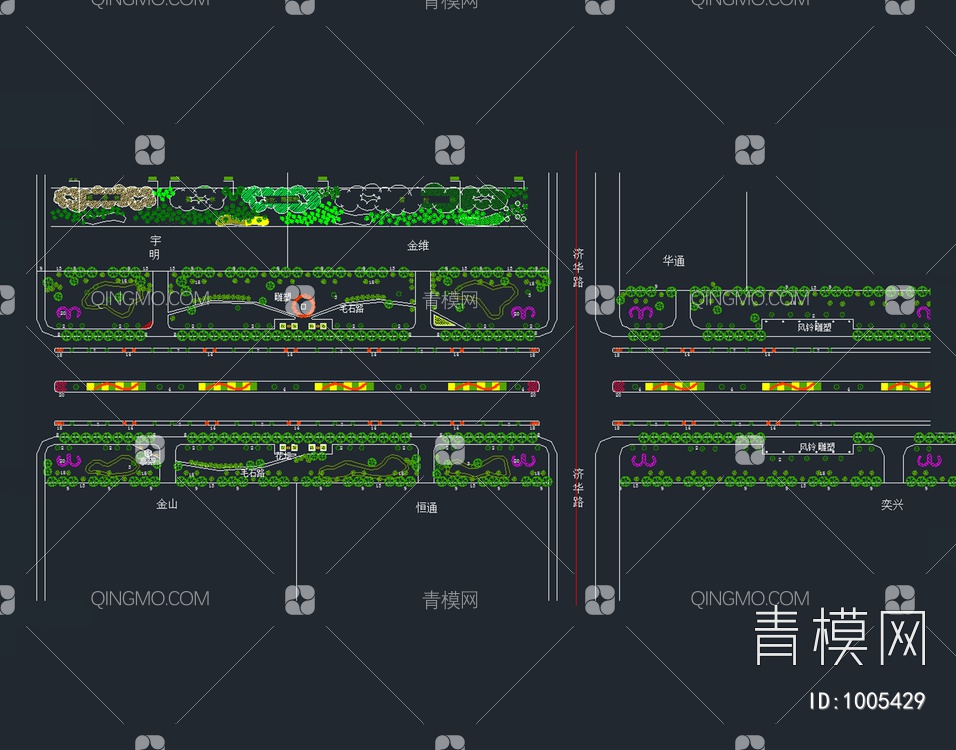 道路绿化设计平面图【ID:1005429】