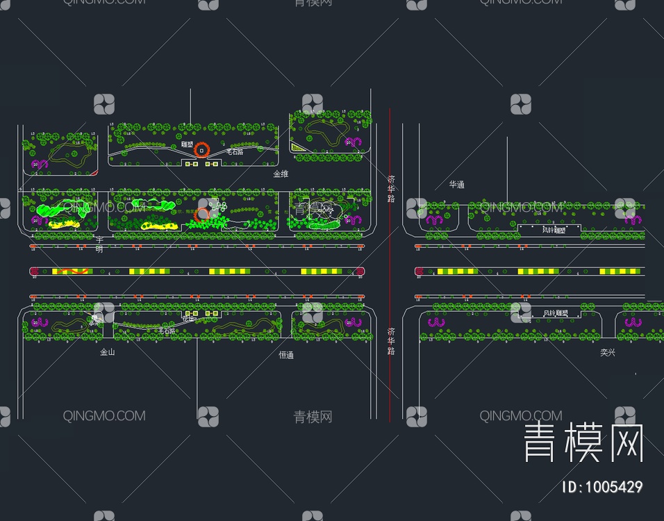 道路绿化设计平面图【ID:1005429】