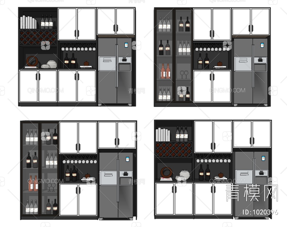 多功能酒柜SU模型下载【ID:1020396】