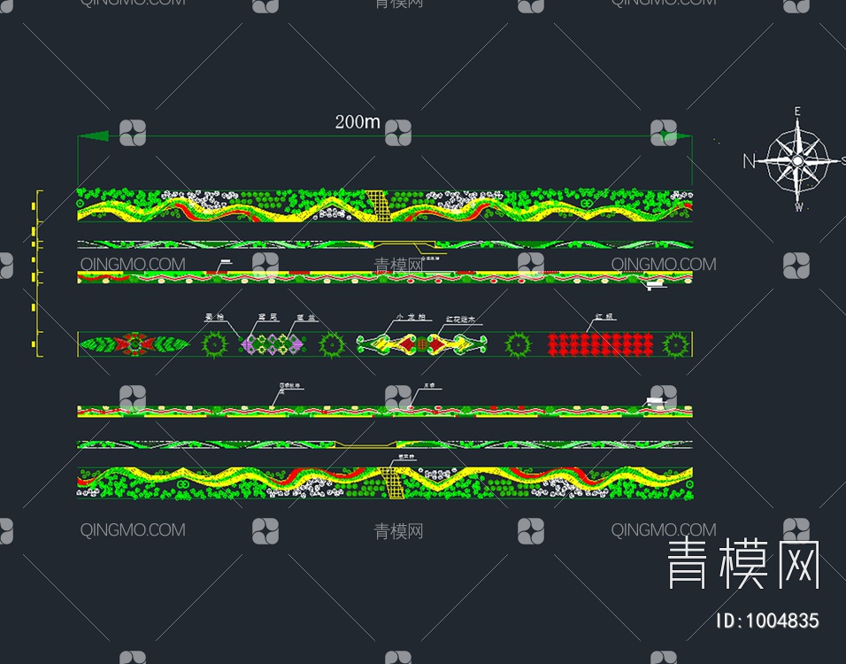 金寨路景观绿化设计平面图【ID:1004835】