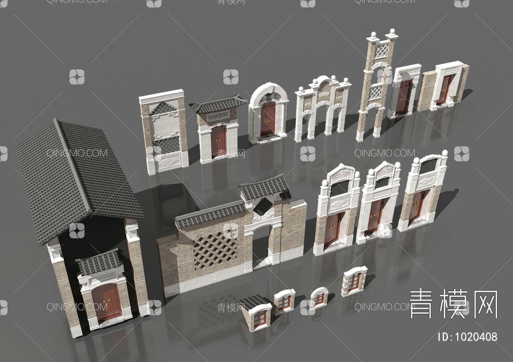 民国古建筑3D模型下载【ID:1020408】