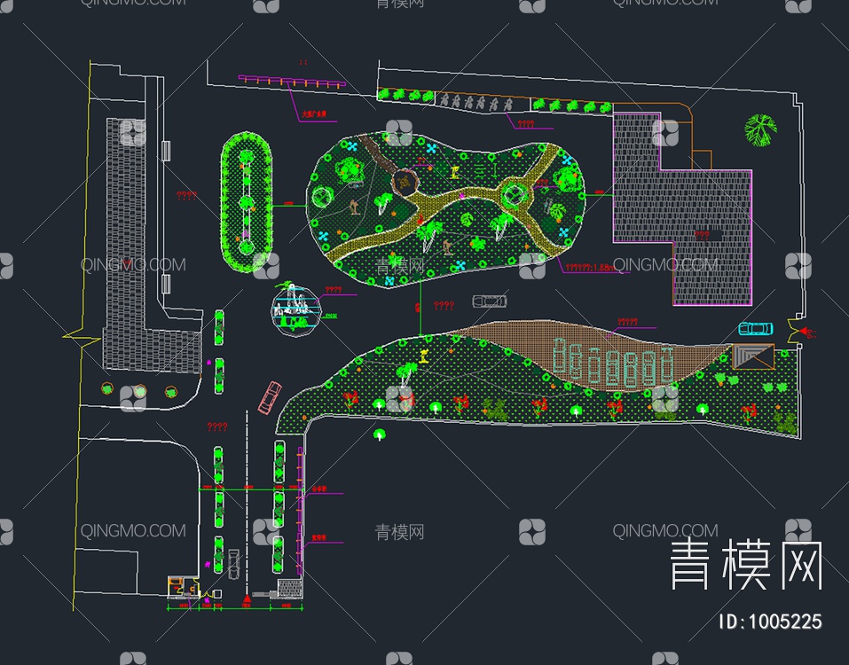 某镇绿化以及道路平面布置图【ID:1005225】