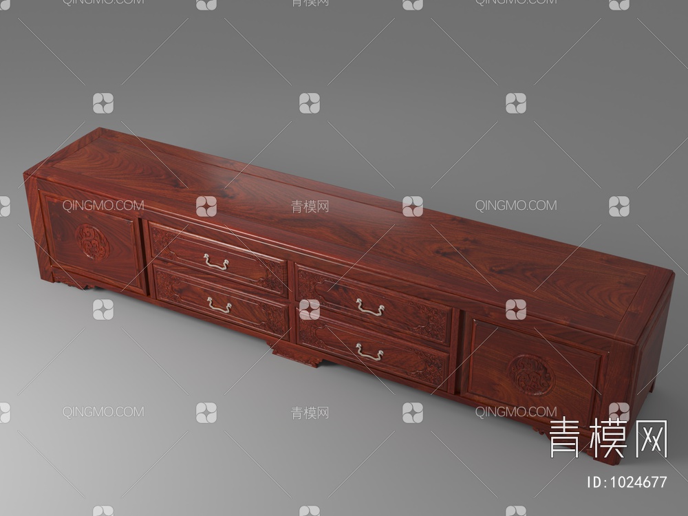 红木电视柜3D模型下载【ID:1024677】