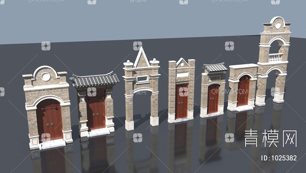古建大门楼3D模型下载【ID:1025382】