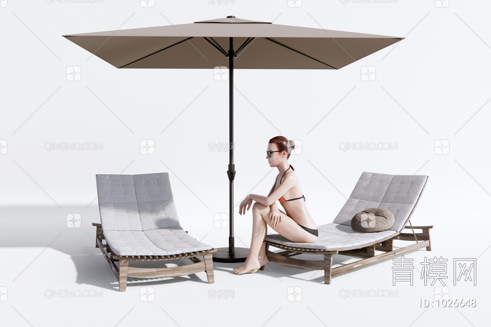 沙滩躺椅SU模型下载【ID:1026648】