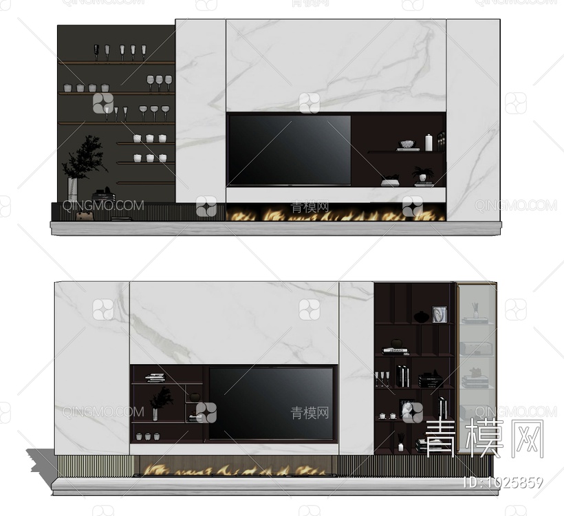 电视背景墙SU模型下载【ID:1025859】