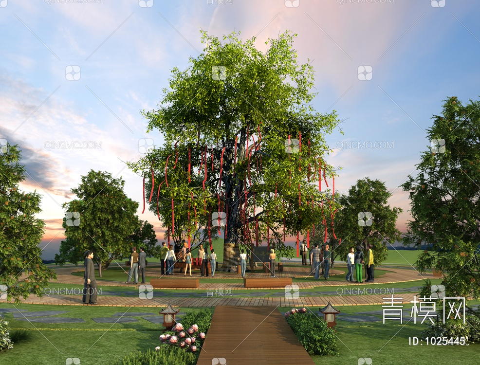 许愿树 祈愿树 古树 园3D模型下载【ID:1025445】