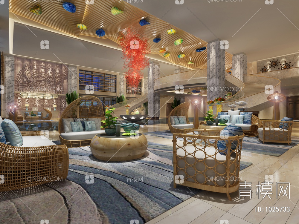 酒店大厅3D模型下载【ID:1025733】