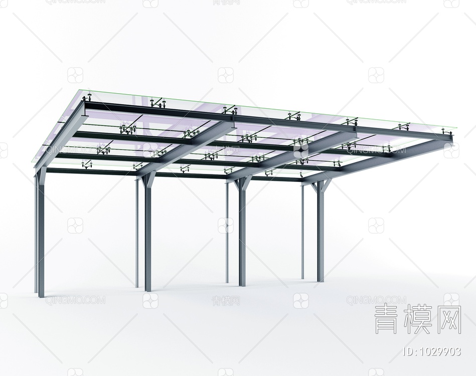 玻璃钢架遮阳棚，雨棚3D模型下载【ID:1029903】