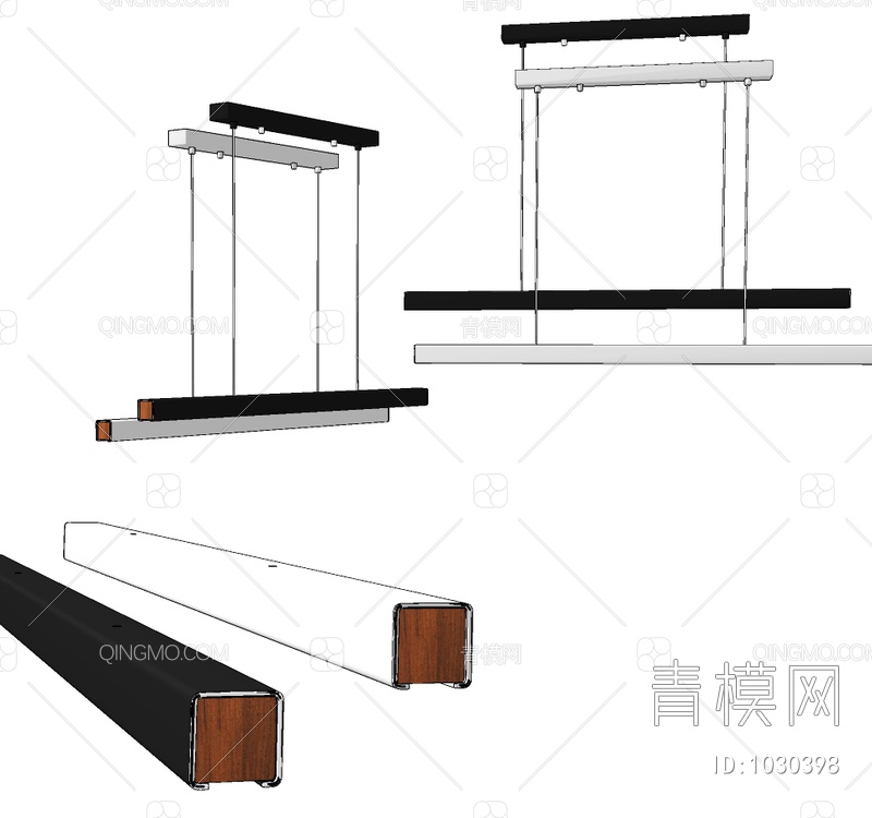 条形办公吊灯SU模型下载【ID:1030398】