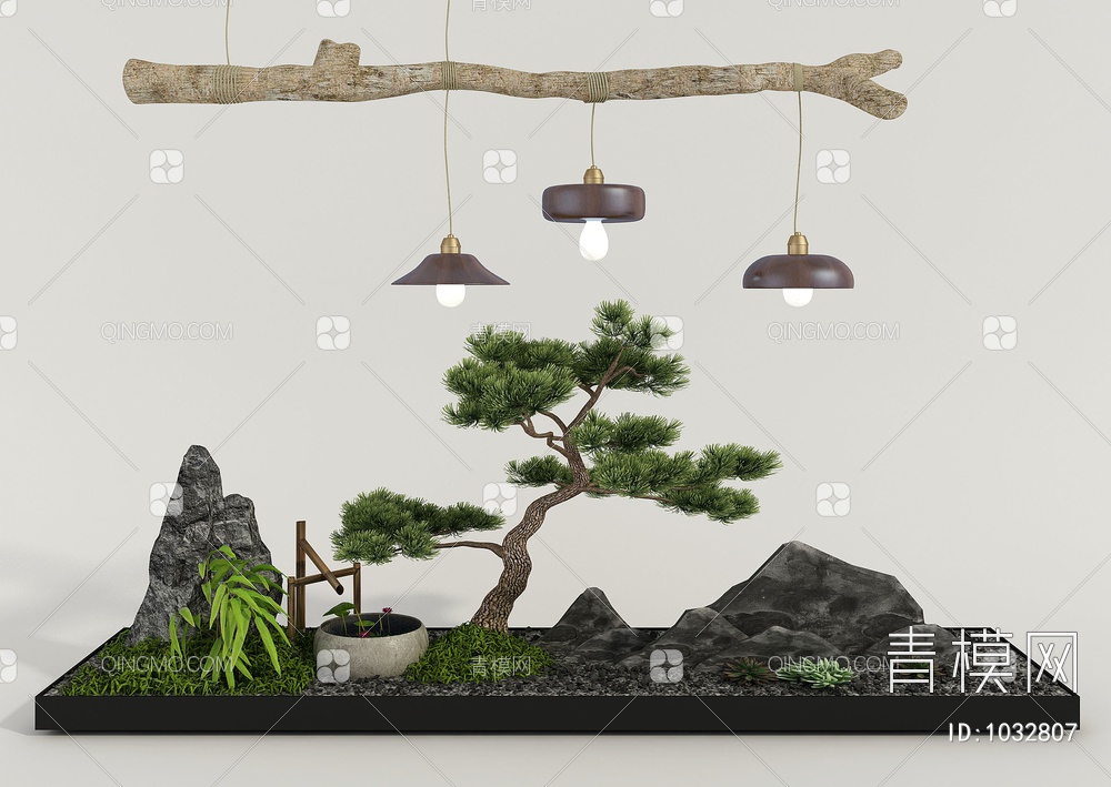 园艺小品松树假山3D模型下载【ID:1032807】