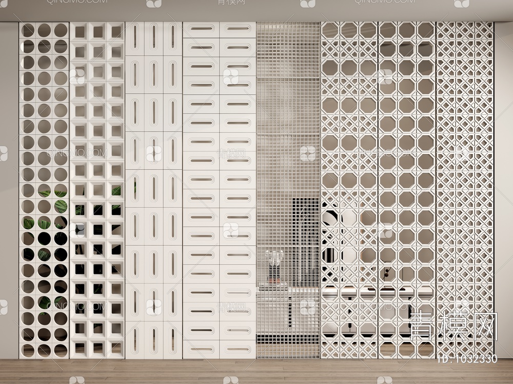 镂空水泥砖隔断3D模型下载【ID:1032330】