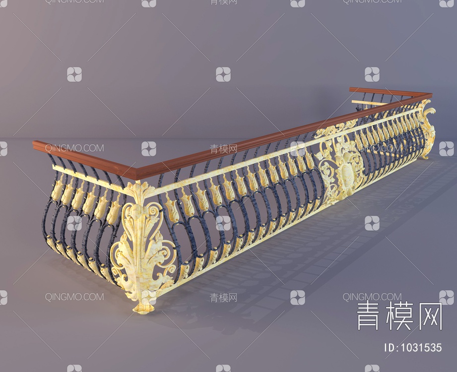 铁艺雕花栏杆 护栏3D模型下载【ID:1031535】