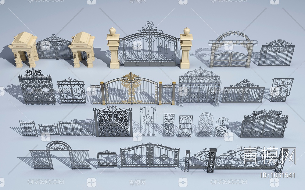 铁艺雕花栏杆护栏3D模型下载【ID:1031541】
