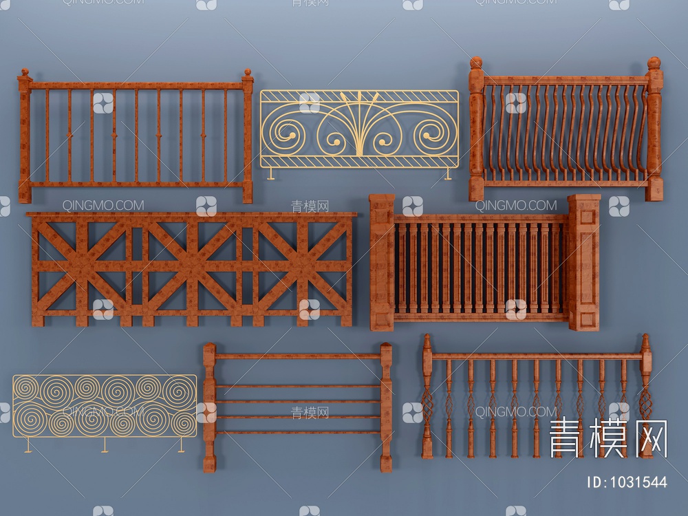 铁艺雕花栏杆 护栏3D模型下载【ID:1031544】