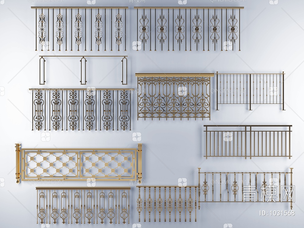 铁艺雕花栏杆护栏3D模型下载【ID:1031568】