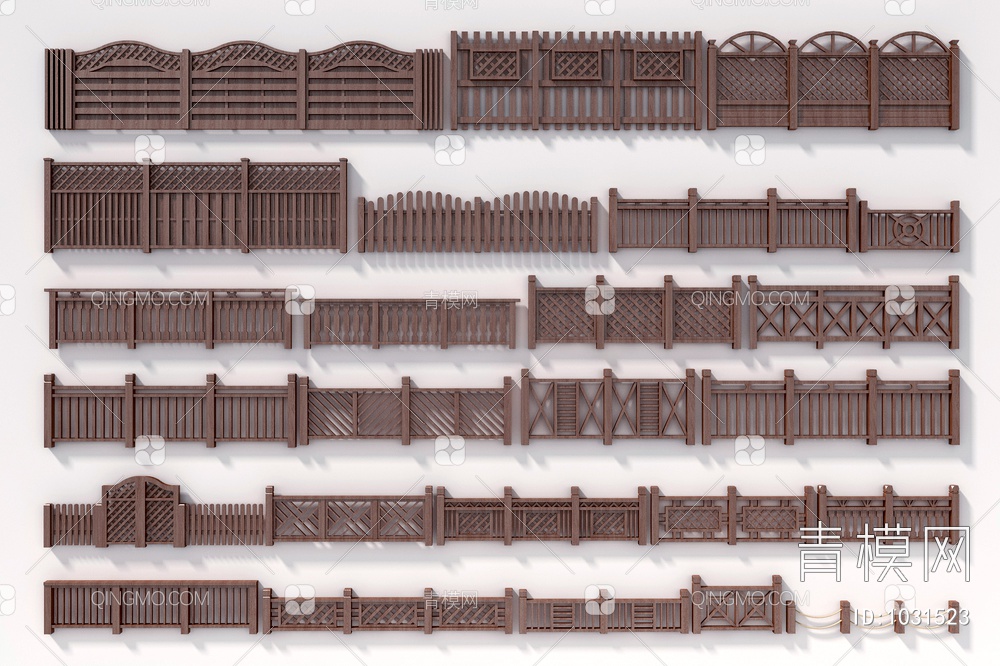 原木栏杆，护栏3D模型下载【ID:1031523】