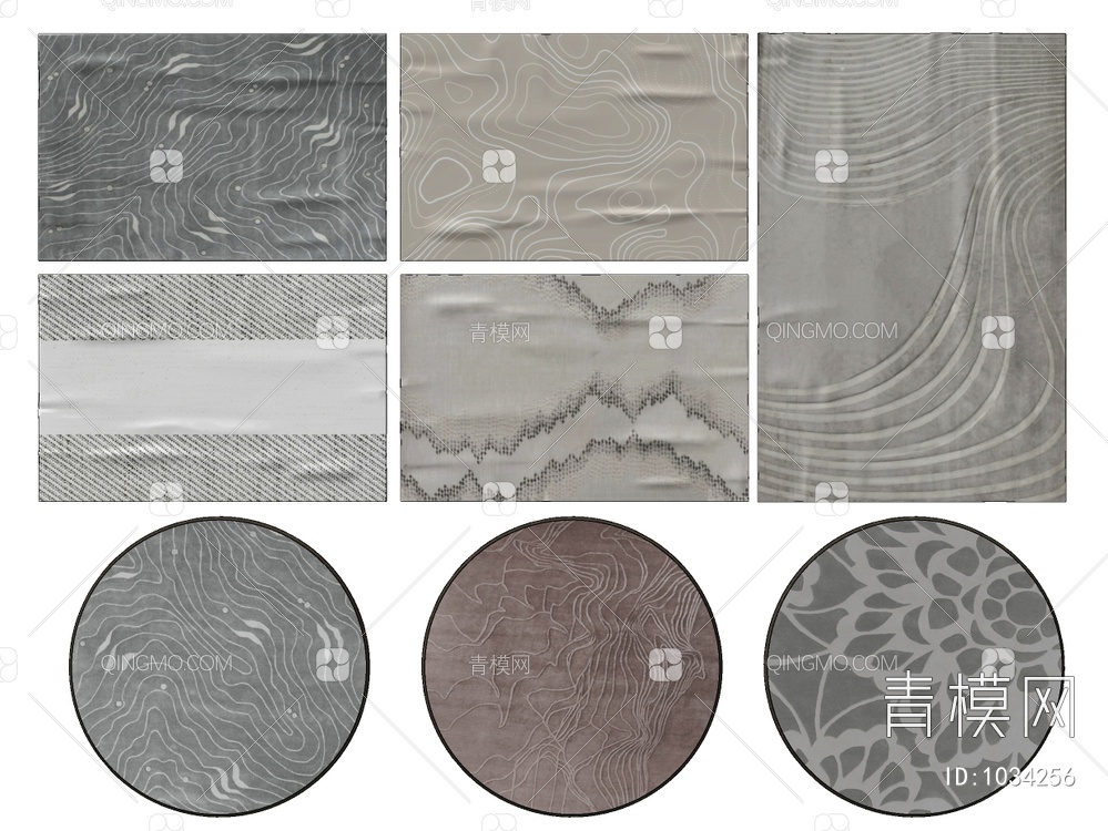 圆形，方形地毯SU模型下载【ID:1034256】