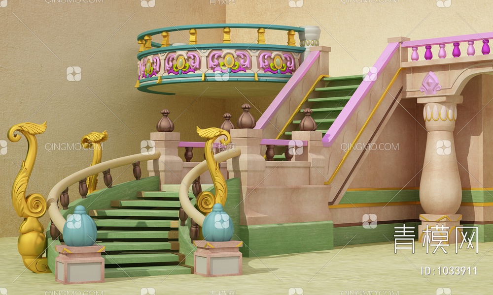 童话儿童楼梯3D模型下载【ID:1033911】