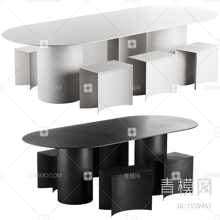 烤漆餐桌椅3D模型下载【ID:1039461】