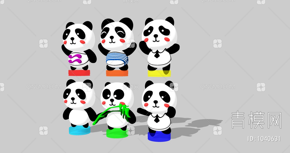 熊猫景观雕塑SU模型下载【ID:1040631】