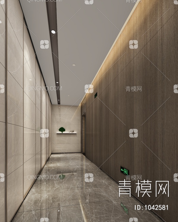 地下层电梯厅3D模型下载【ID:1042581】