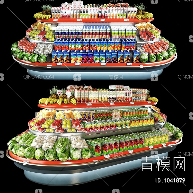 生鲜超市生疏冰柜展示SU模型下载【ID:1041879】