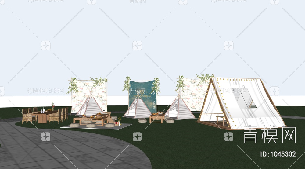 帐篷营地SU模型下载【ID:1045302】