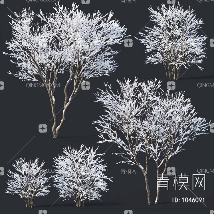 植物 雪树 灌木 冬3D模型下载【ID:1046091】