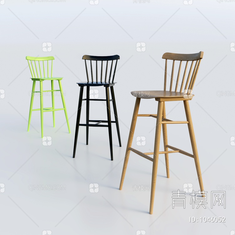 原木吧椅3D模型下载【ID:1046052】