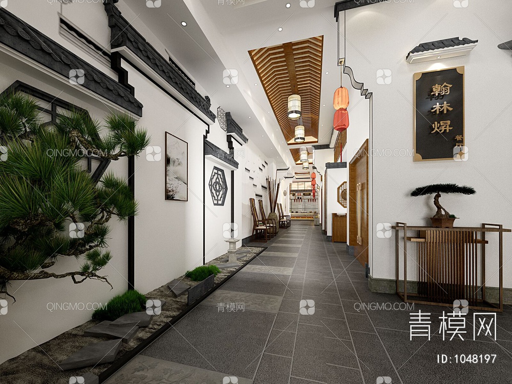 新中式餐厅3D模型下载【ID:1048197】
