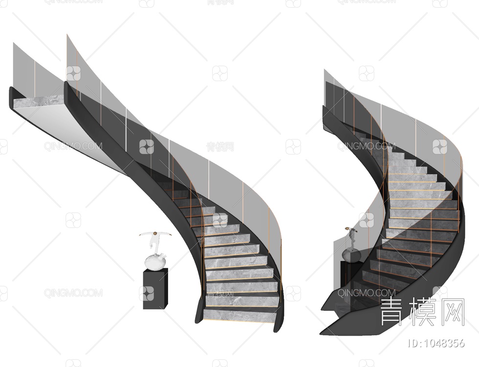 弧形楼梯SU模型下载【ID:1048356】