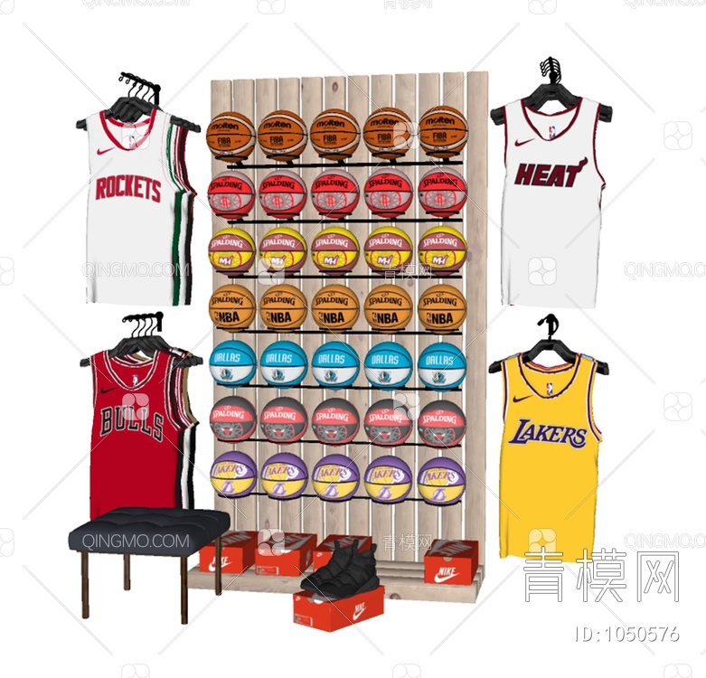 篮球服饰组合SU模型下载【ID:1050576】