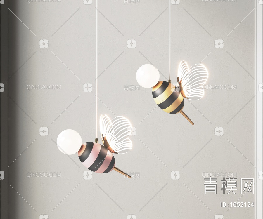 小蜜蜂床头吊灯3D模型下载【ID:1052124】