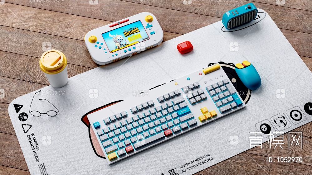 电脑键盘 鼠标 耳机音箱 游戏机组合3D模型下载【ID:1052970】
