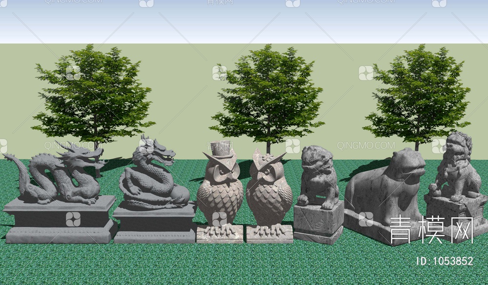 石头雕塑SU模型下载【ID:1053852】