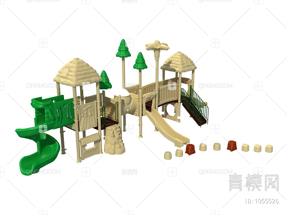 儿童滑梯，儿童乐园，滑梯3D模型下载【ID:1055526】