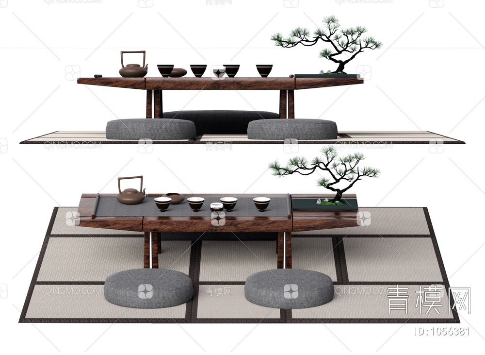 茶桌椅SU模型下载【ID:1056381】
