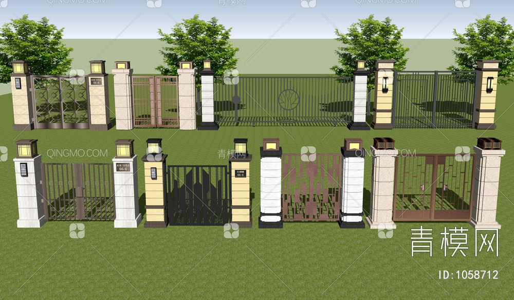 铝艺庭院大门SU模型下载【ID:1058712】