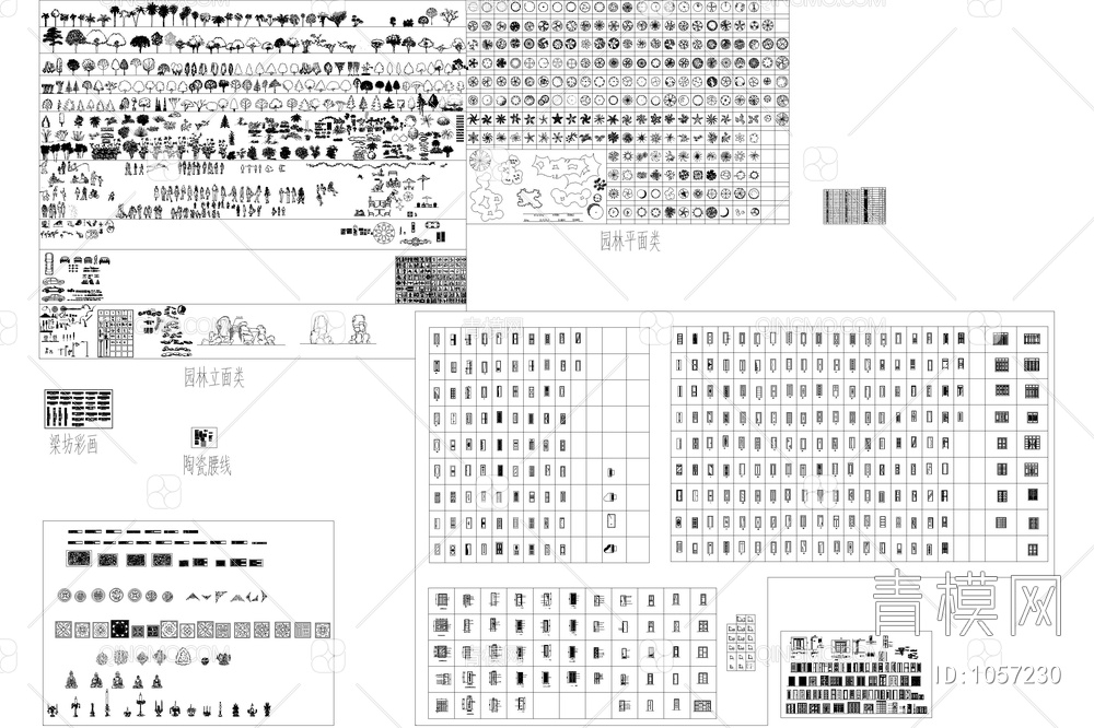 人物植物景观平面图库【ID:1057230】