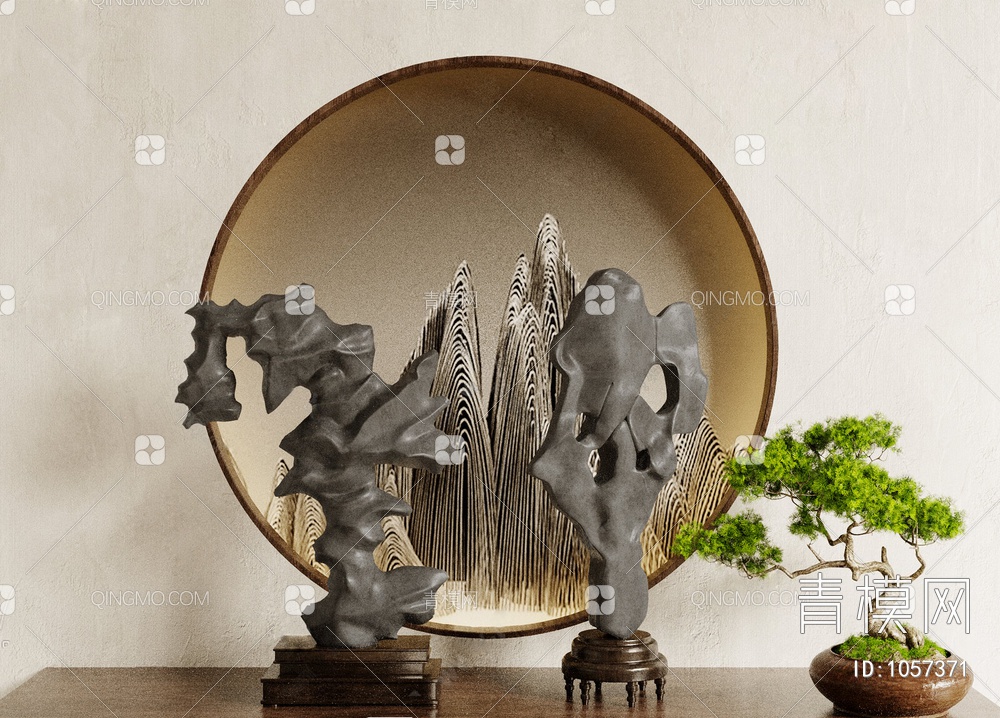 太湖石雕塑3D模型下载【ID:1057371】
