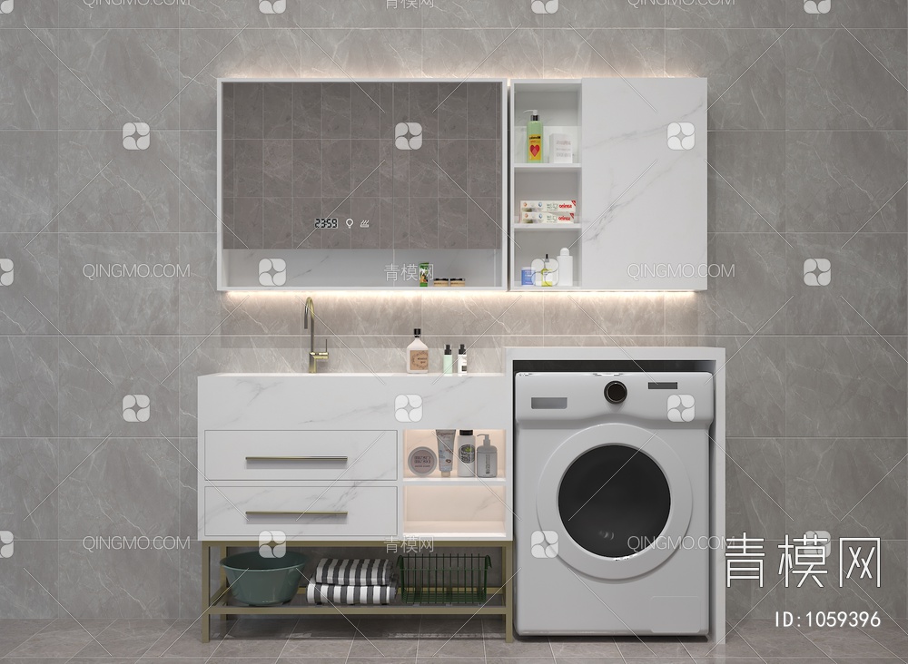 洗衣机柜3D模型下载【ID:1059396】