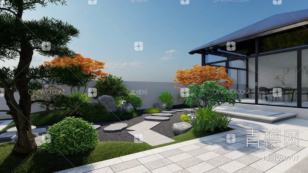 庭院景观设计SU模型下载【ID:1060707】